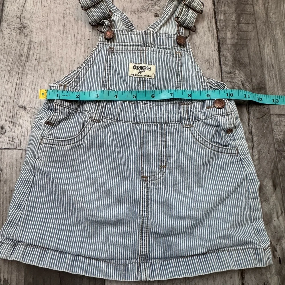 OshKosh B’Gosh Vestbak Baby Striped Denim Skirt Dress Overalls 18 Mo Railroad - Picture 5 of 7